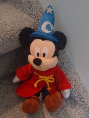 Disney Mickey Mouse Sorcerer Apprentice Plush Blue Hat, Red Robe Magic Authentic
